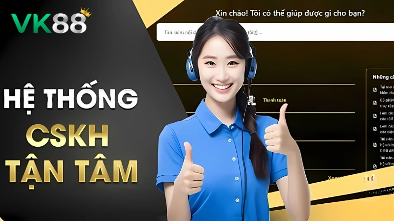 Hệ thống CSKH VK88 hỗ trợ người chơi tận tình, 24/7