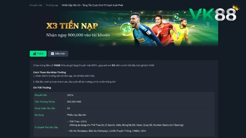 Thưởng nạp X3 số tiền nạp lần đầu cho game thủ