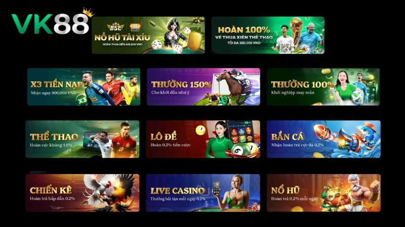 Khuyến mãi VK88 được cập nhật liên tục với thưởng giá trị